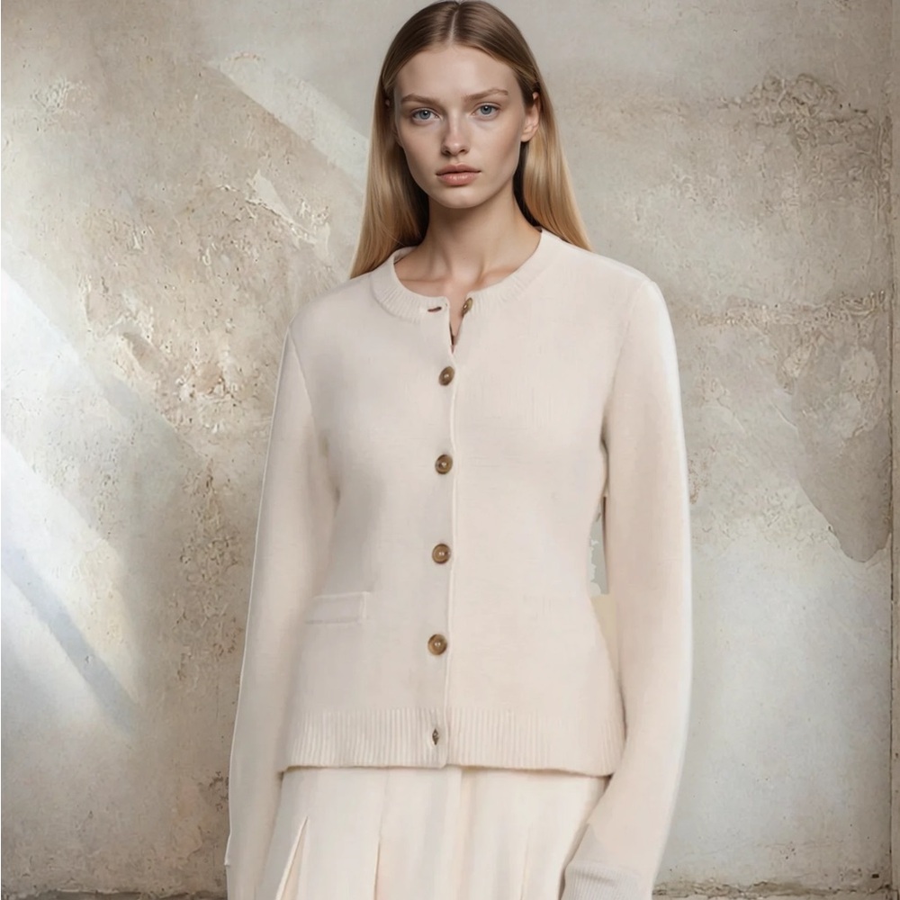 Jenni Kayne Cooper Wool Cashmere Blend Cardigan in Warm Ivory